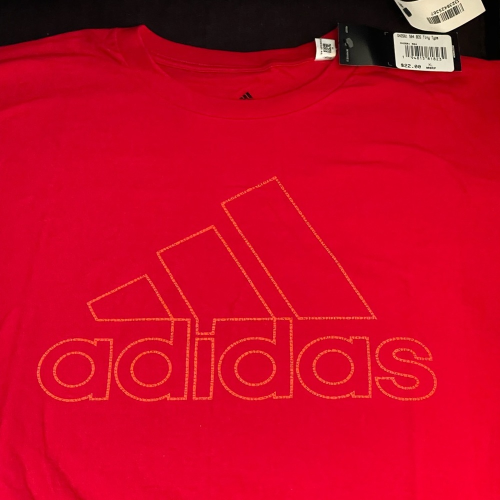 Red Adidas GN2681 504 BOS Tiny Type T-shirt
